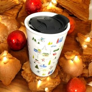 NEW Opal House Christmas 16oz Tall Travel Latte Coffee Mug w/Lid Porcelain